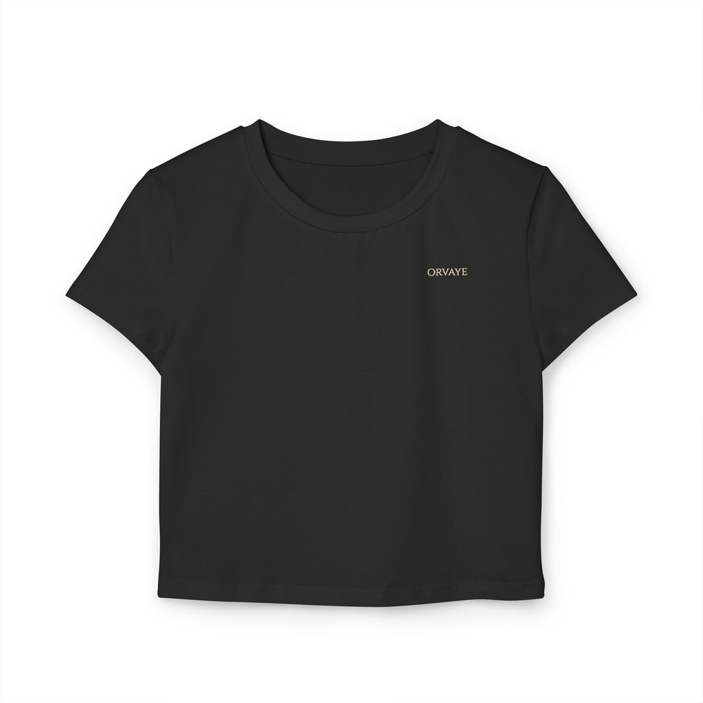Women's Baby Tee "OBWAYE" Minimal Chest Logo Crop Top