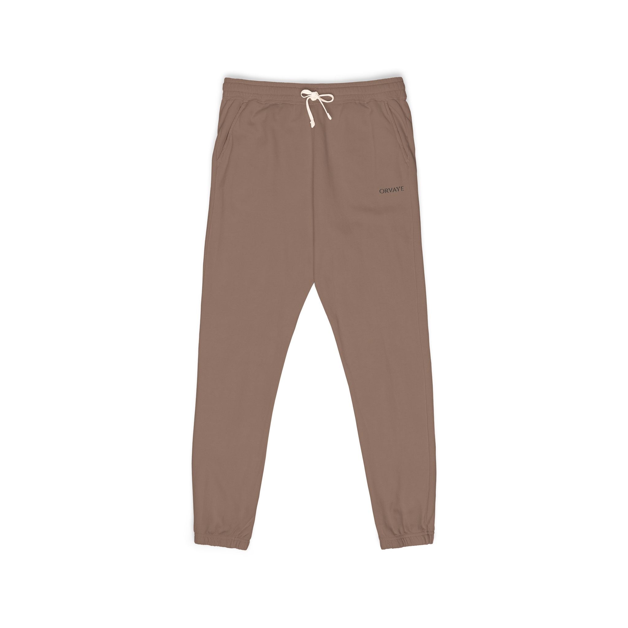 Garment-Dyed Fleece Sweatpants — Minimalist "aloha" Embroidered Lounge Joggers