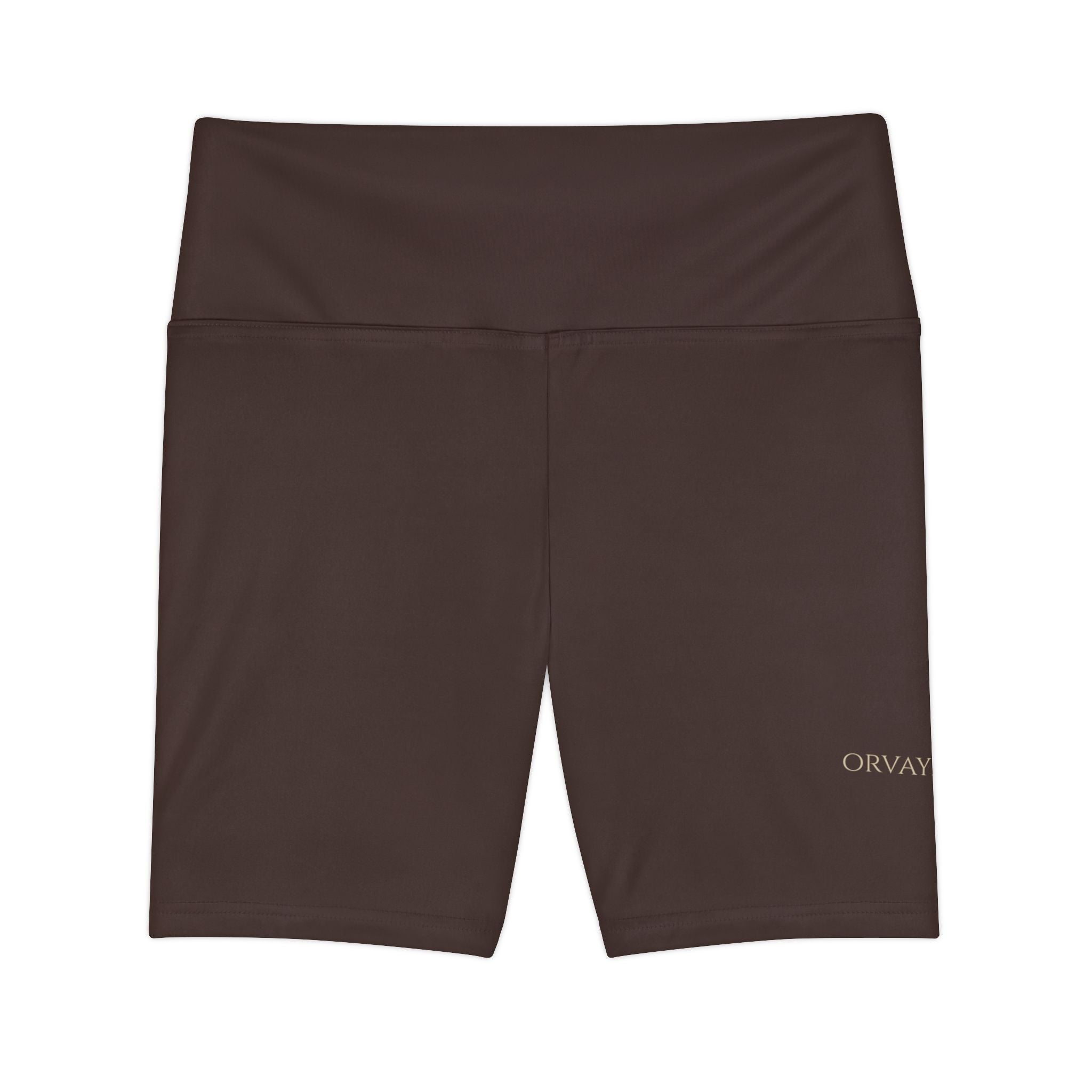 Women's Brown High-Rise Workout Shorts — Comfortable Biker Fitness Shorts