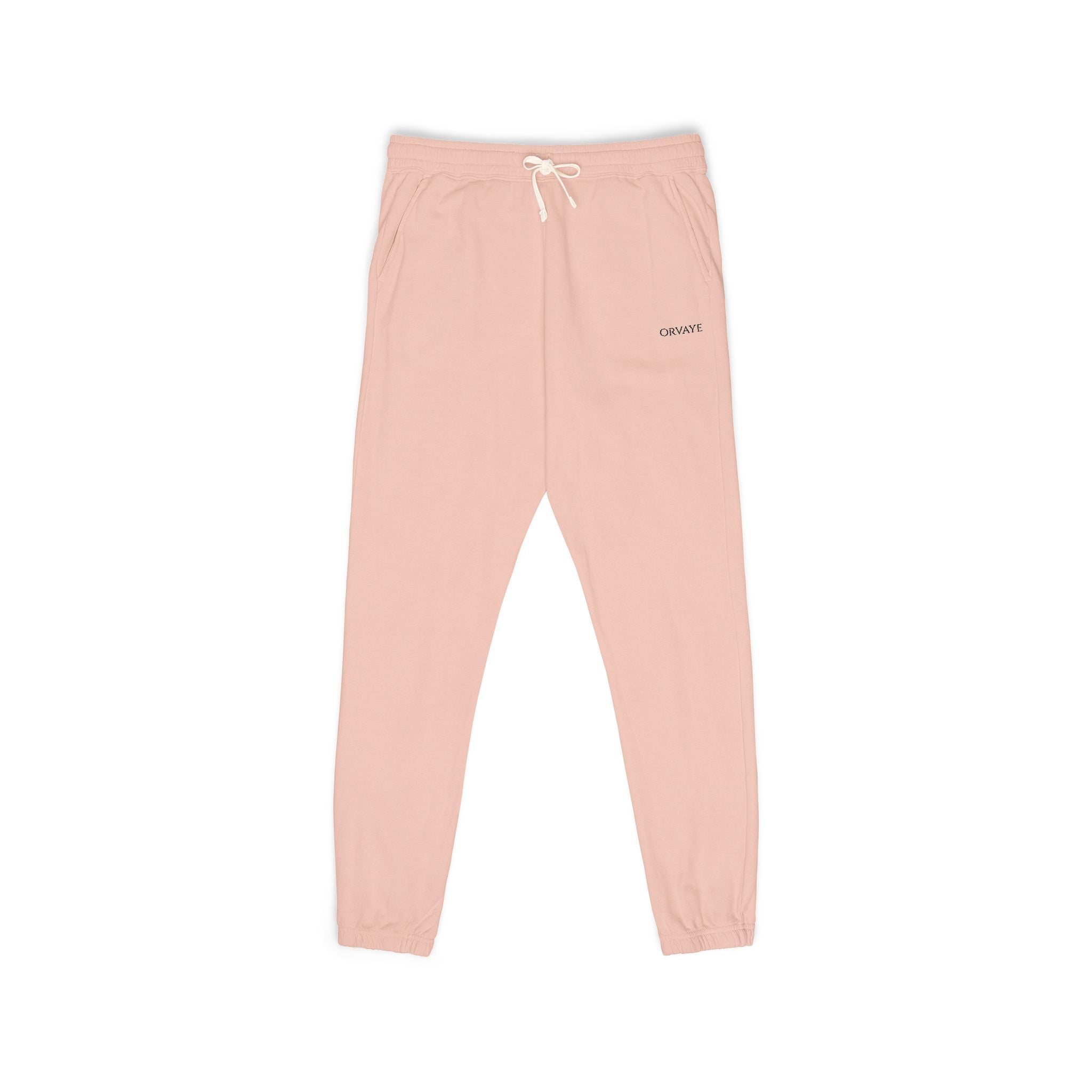 Garment-Dyed Fleece Sweatpants — Minimalist "aloha" Embroidered Lounge Joggers