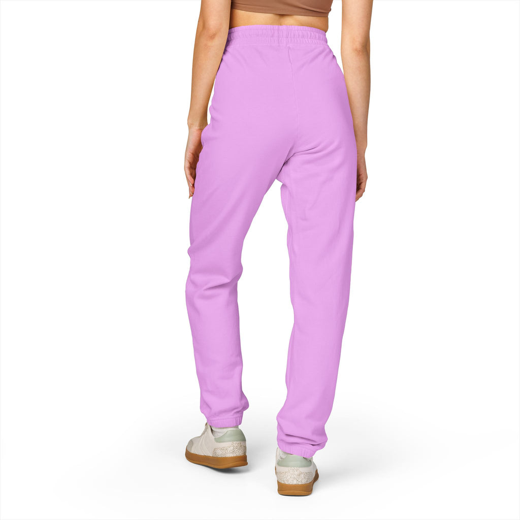 Garment-Dyed Fleece Sweatpants — Minimalist "aloha" Embroidered Lounge Joggers
