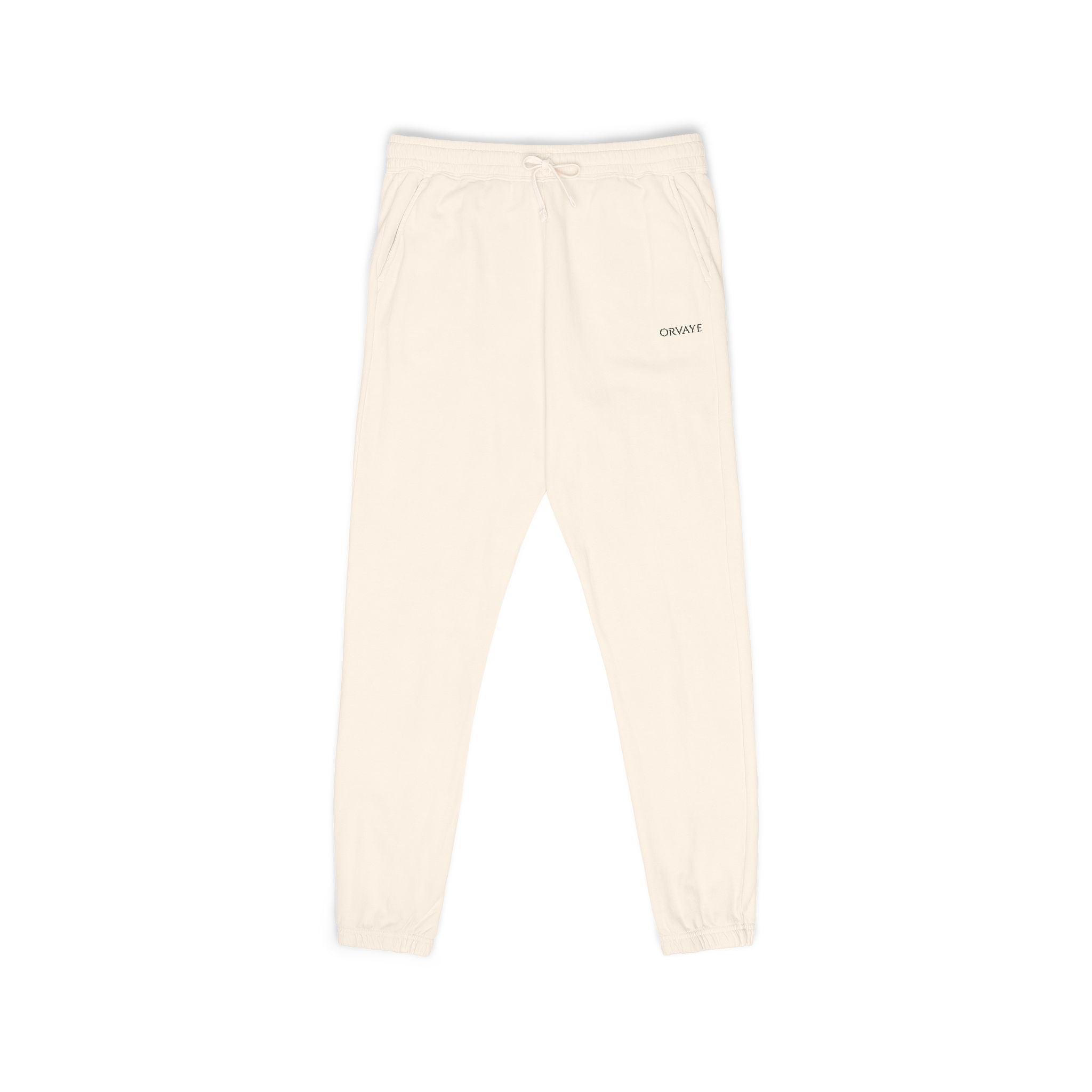 Garment-Dyed Fleece Sweatpants — Minimalist "aloha" Embroidered Lounge Joggers
